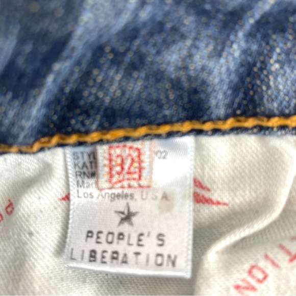 People’s Liberation flap star pocket  jeans  flare sz 32 - Picture 8 of 12
